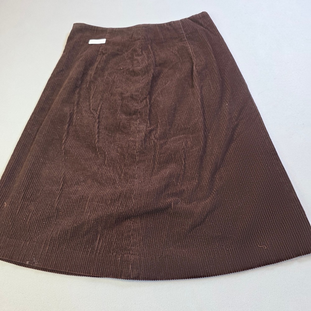Vintage Brown Corduroy A-Line Midi Skirt Chocolate Academic Boho 29 Waist